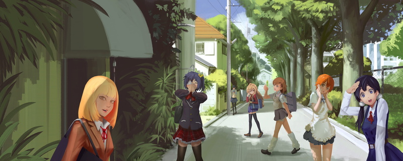crowd, Toradora!, architecture, 4K, real people, Prison School, adult, Kitashirakawa Tamako, reflection, plant, hairstyle, Inami Mahiru, Working!!, people