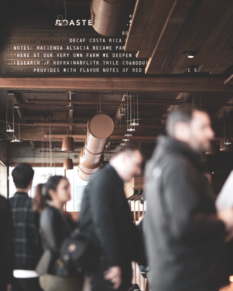jackets, group, coffeeshop, indoors, bar - drink establishment, starbuck, adult, alcohol, food and drink industry, busy, wood, group of people, standing