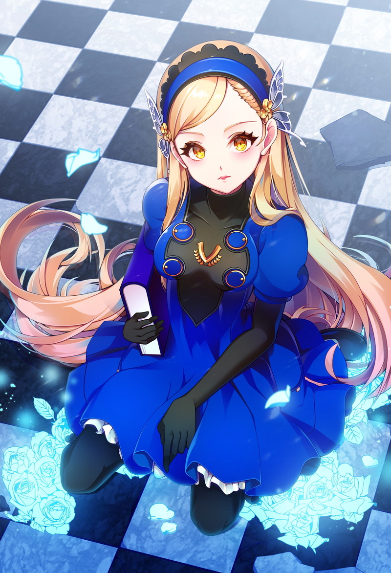 Anime, shin megami tensei persona 5, emotion, blue dress, lavenza, real people, portrait, front view, celebration, nature, high angle view, leisure activity