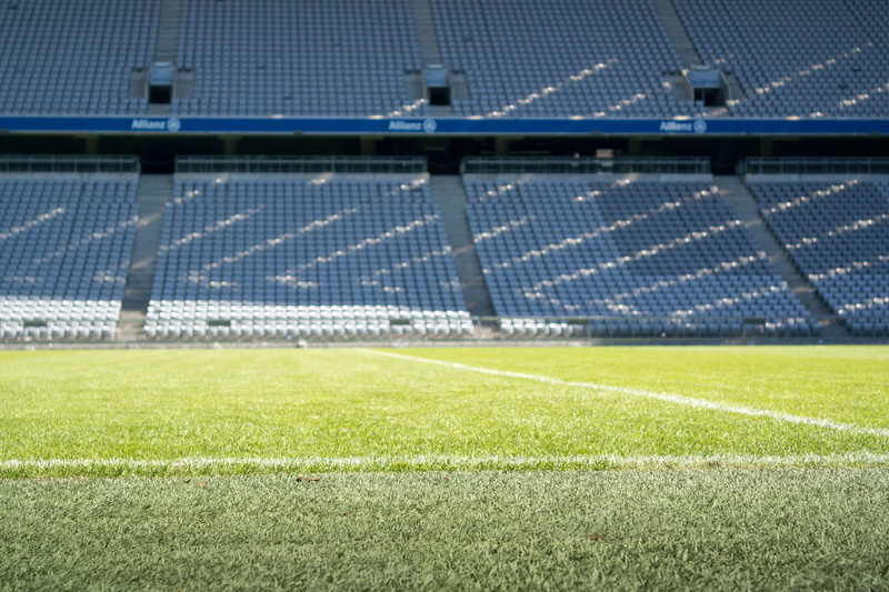 turf, competition, outdoors, lawn, plant, environment, no people, sport, ranks, team sport, goal, football stadium, sunlight, field, arena, football, grass