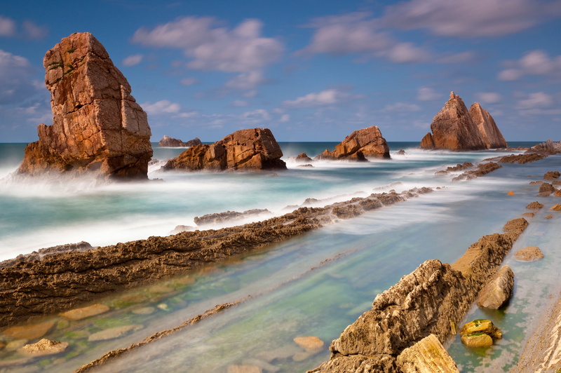rock - Object, seascape, blue, nature, non-urban scene, ranks, stone - Object, stack rock, haze, day, scenics - nature, rock formation, geology, land, famous Place