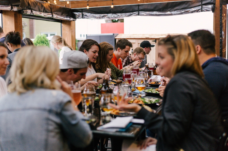 friendship, table, share, beer, men, social, bonding, mid adult, dining, meal, talk, enjoy, eating, talking, women, community, laughter, 5K, restaurant