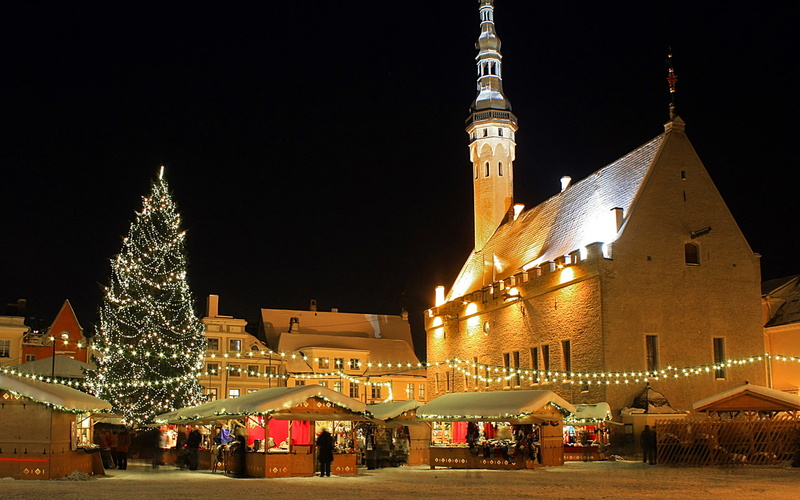 tree, Estonia, shop, Christmas, home, Tallinn, 720P, town hall, market, lights