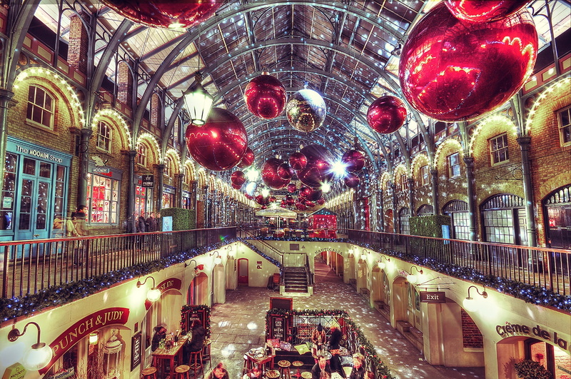 1080P, London, decoration, Engalnd, Christmas, Covent Garden Market