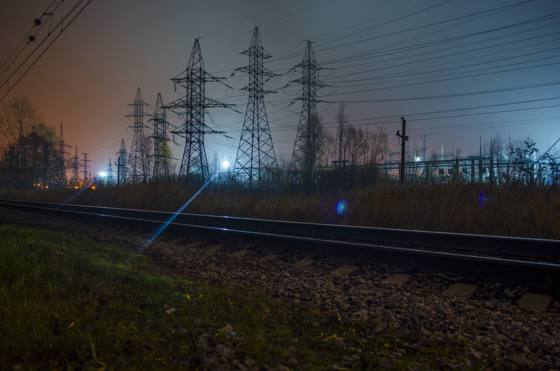 architecture, wonders inzhenirii, lap, power poles, rail transportation, energy, industry, railway, line, blue, transmission towers, electricity pylon