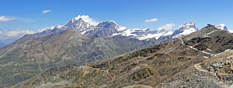 snow fields, mountain landscape, tranquil scene, winter, scenics - nature, saas-fee, gornergrat, snowcapped mountain, firn, mountain peak, panorama, lift station