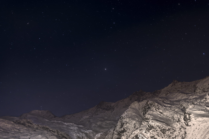 nebula, 5K, galaxy, snowcapped mountain, outdoors, moon, camping, ice, saas fee switzerland, winter, star - space, universe, tranquil scene, tranquility