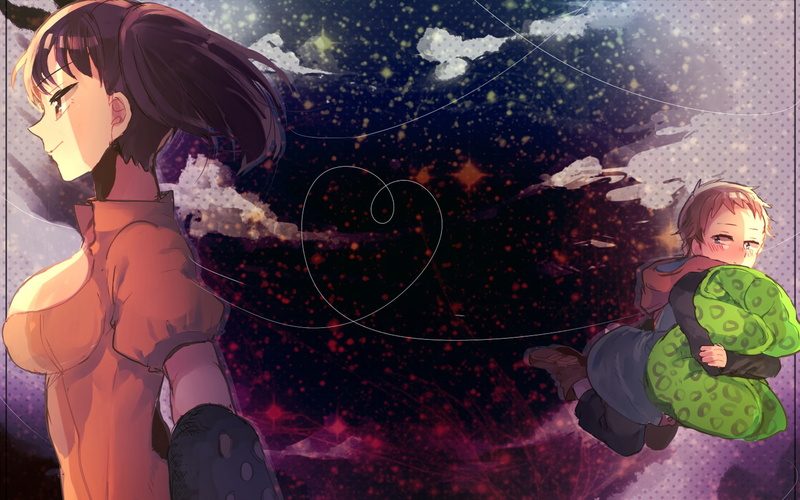 Brown Eyes, Diane (The Seven Deadly Sins), The Seven Deadly Sins, Pillow, King (The Seven Deadly Sins), Blush, 1080P, Brown Hair, Smile, Anime, Blue Eyes