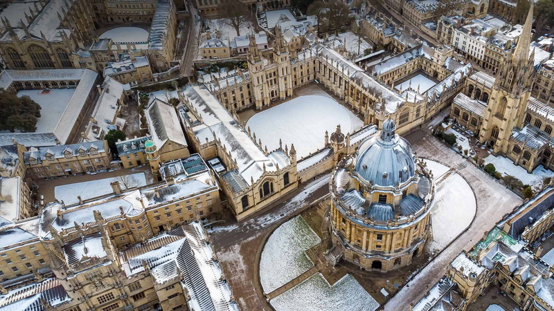 panorama, winter, Oxford, England, 1080P