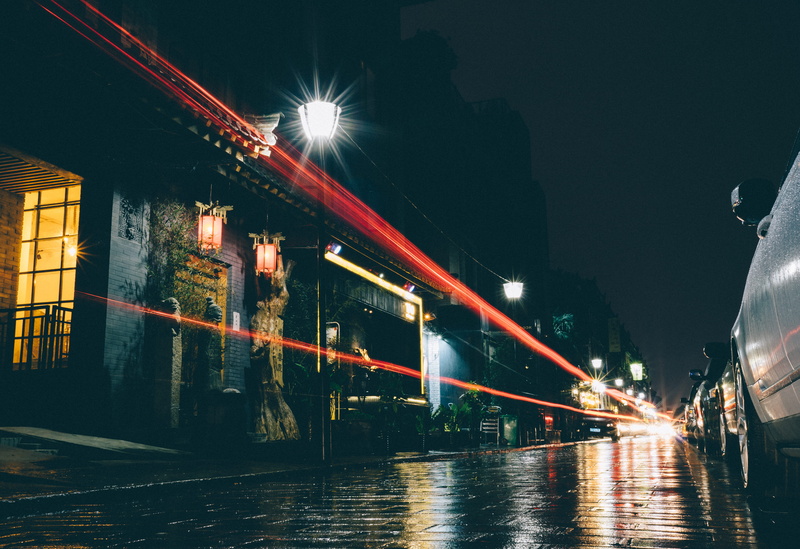 water, long exposure, nature, transportation, building exterior, building, lamp, night, construction, no people, xian, outdoors, sky, reflect, light, lighting equipment