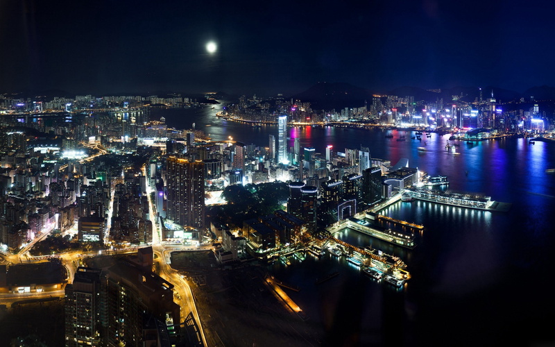 2K, river, skyscraper, downtown District, commercial Dock, lighting Equipment, travel, nighttime, architecture, urban Scene, traffic, china - East Asia