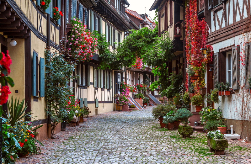 home, Gengenbach, flowers, bridge, 1080P, street, Germany