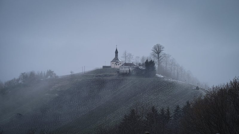 spire, Roland C. Vogt photography, nature, architecture, spirituality, plant, house, land, 1080P, place of worship, tree, the city of Gengenbach, winter