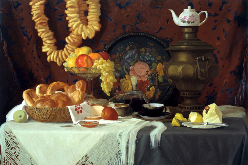 indoors, platter, the table, butter, decor, freshness, plate, spirituality, fruit, painting, dessert, bagels, food and drink, flowering plant, cup, meal