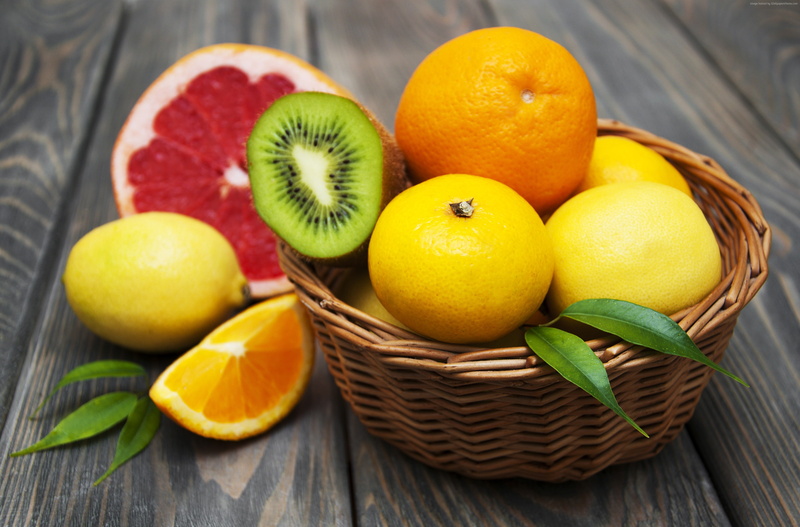freshness, yellow, table, 4K, wicker, fruit, orange color, kiwi, still life, wood - material, orange, basket, close-up, no people, grapefruit, food and drink
