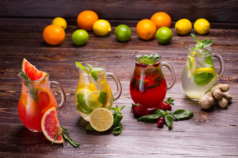 lemonade, drinks, ginger, grapefruit, fruits and berries, 5K, mint, lemon, fresh, strawberry