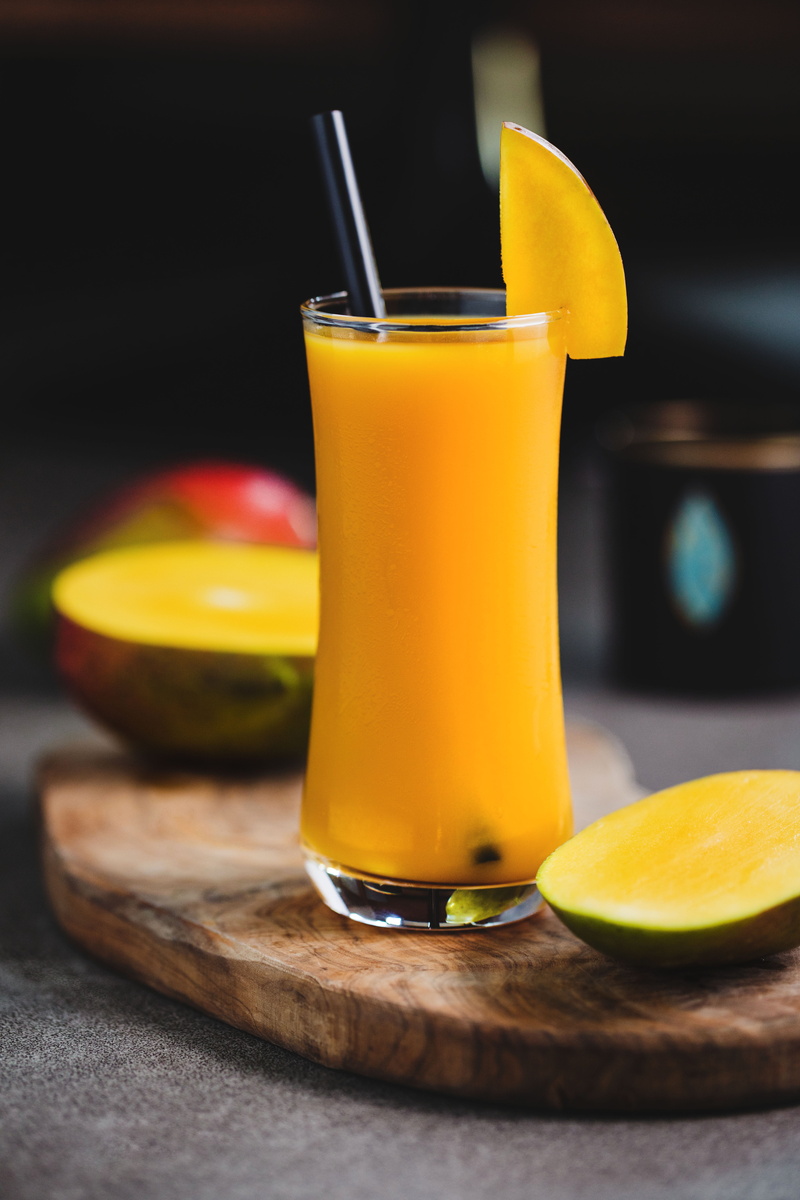 no people, fruit, food, orange, glass, still life, drinking glass, wood - material, household equipment, juice, mango, 5K, table, slice, orange color