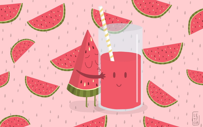 watermelons, 720P, comic art, drawing