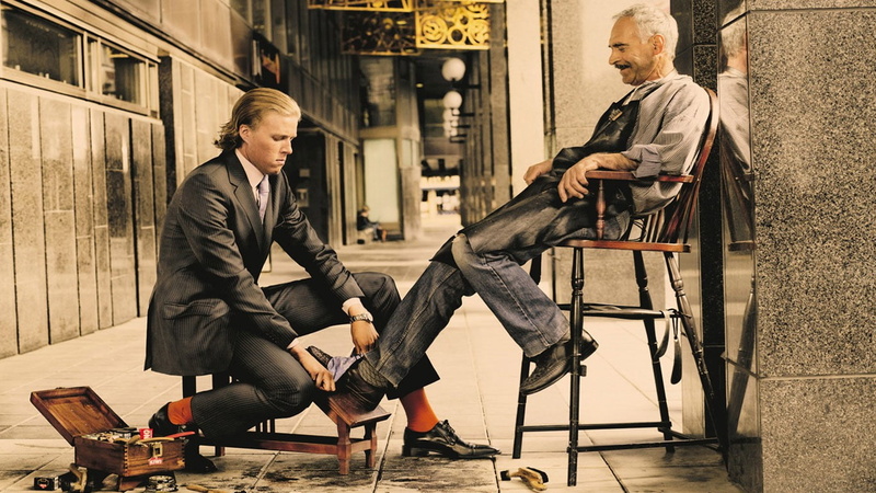 polishing, artwork, well-dressed, wearing, suits, males, real people, sitting, business, mature men, chair, seat, jacket, suit, equality, hairstyle, young men