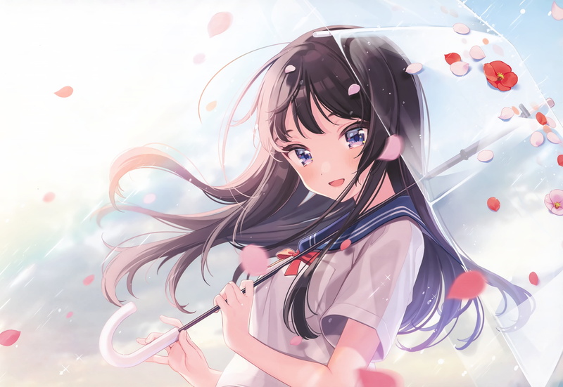 anime girls, 2K, Shigure Ui, umbrella