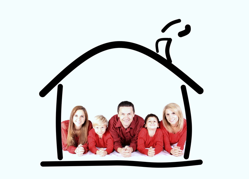 happy family at home, real estate, together, wife, protection, emotion, happy family, adult, smile, parents, females, people, insurance, young women, headshot
