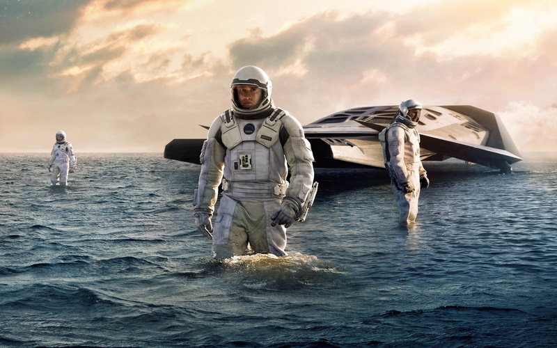 sunset, characters, waterfront, standing, transportation, men, front view, illustration, movie, cloud - sky, three, interstellar, one person, astronaut