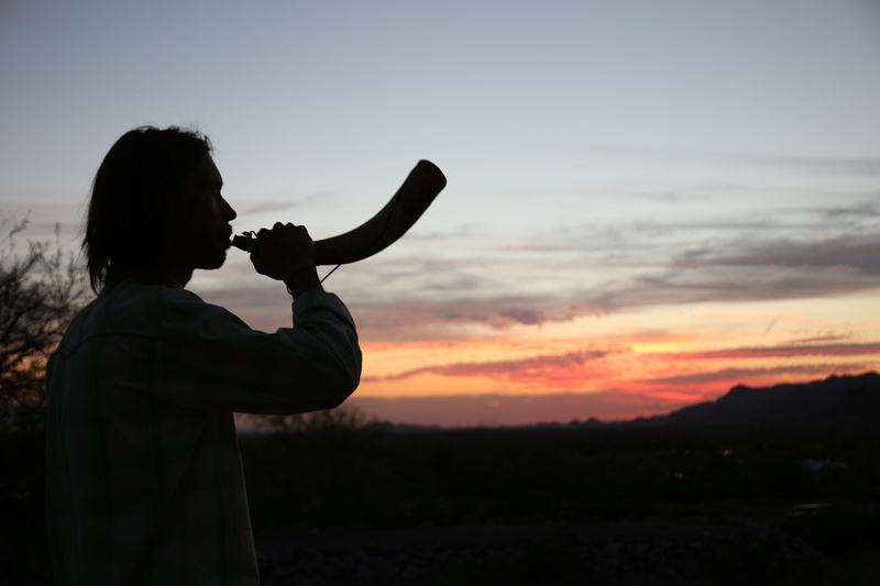 silhouette, outdoors, nature, men, trumpet, culture, hebrew, real people, passover, israel, cloud - sky, non-urban scene, side view, lifestyles, sky, orange color