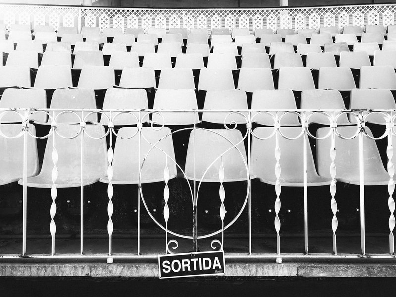 feeling, side by side, no people, white, absence, sport, in a row, repetition, loneliness, arrangement, text, sign, photography, spain, black and white