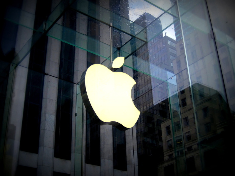 apple store, office building exterior, low angle view, office, lighting equipment, building, reflection, business, glass - material, window, mac, no people