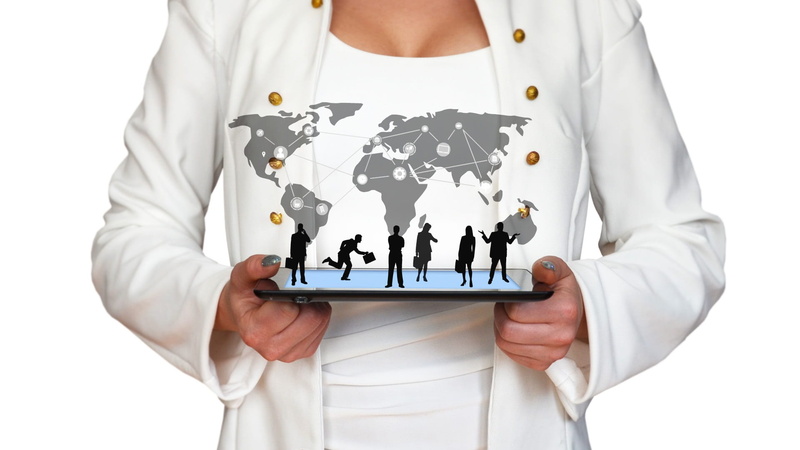 adult, businesswoman, button down shirt, planning, midsection, human body part, ecommerce, white background, game, prezi, world, one person, technology