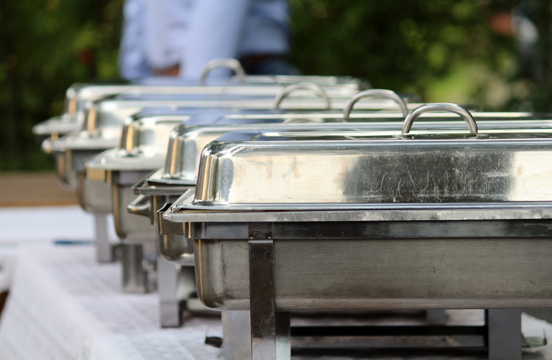 festival, gourmet, silver colored, metal, warmers, selection, 4K, buffet, table, motion, day, nature, crispy, gastronomy, meal, business, wood - material