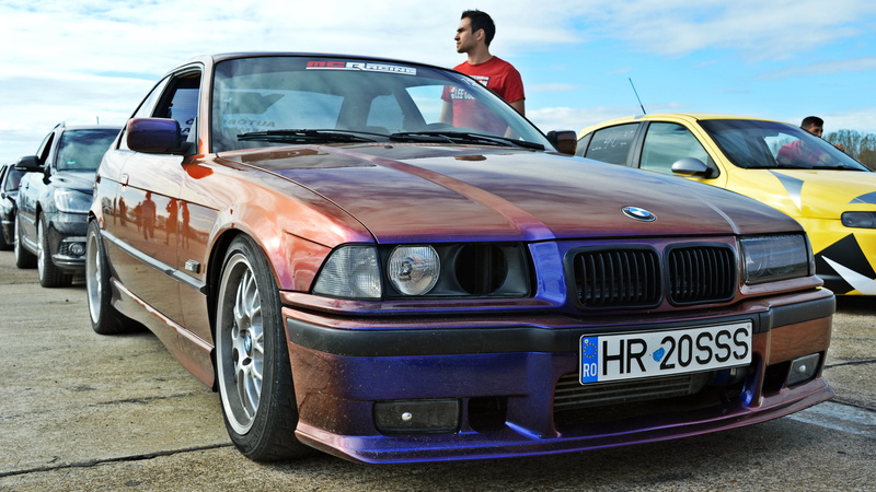 BMW E36, stationary, mode of transportation, real people, city, BMW,  Romania, front view, 4K, sky, land vehicle, car, motor vehicle, day, nature, outdoors