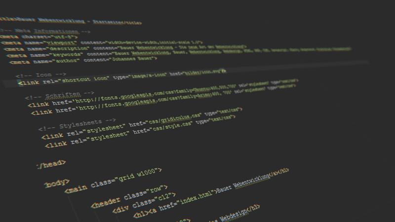 code, 3D, depth of field, dark gray code, HTML, 1080P
