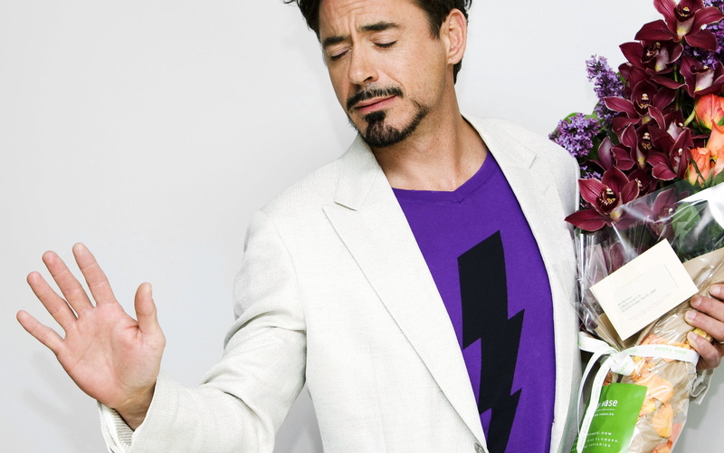 robert downey jr, bouquet, people, one Person, tuxedo, businessman, robert, business, front view, 2K, mid adult men, male Beauty, waist up, males, beard