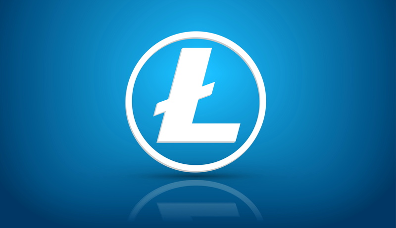 ltc, logo, 8K, fon, blue, litecoin, reflection