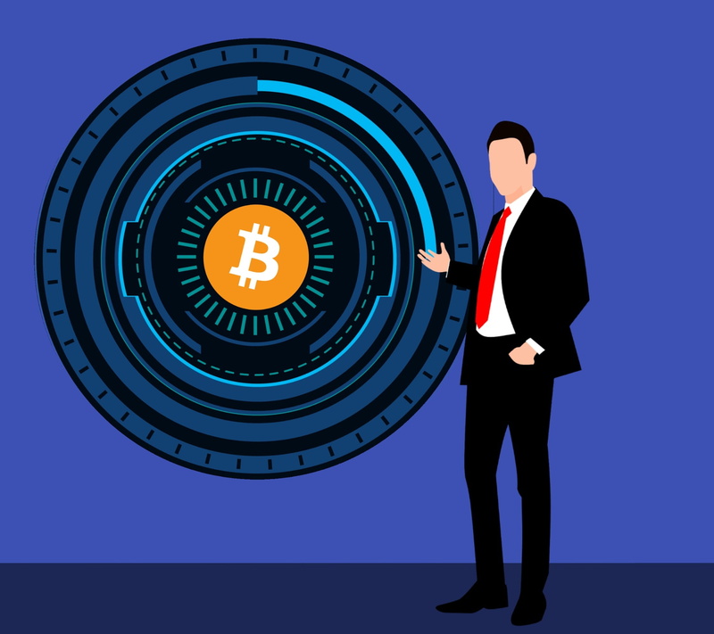handsome, look, 1080P, smart, orange color, network, well-dressed, hand, business, executive, contract, bitcoin, businessman, standing, men, male, geometric shape
