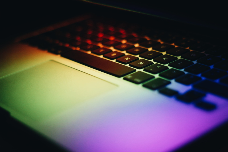 illuminated, connection, creativity, no people, high angle view, mixing, arts culture and entertainment, colors, communication, 5K, keyboard, macbook