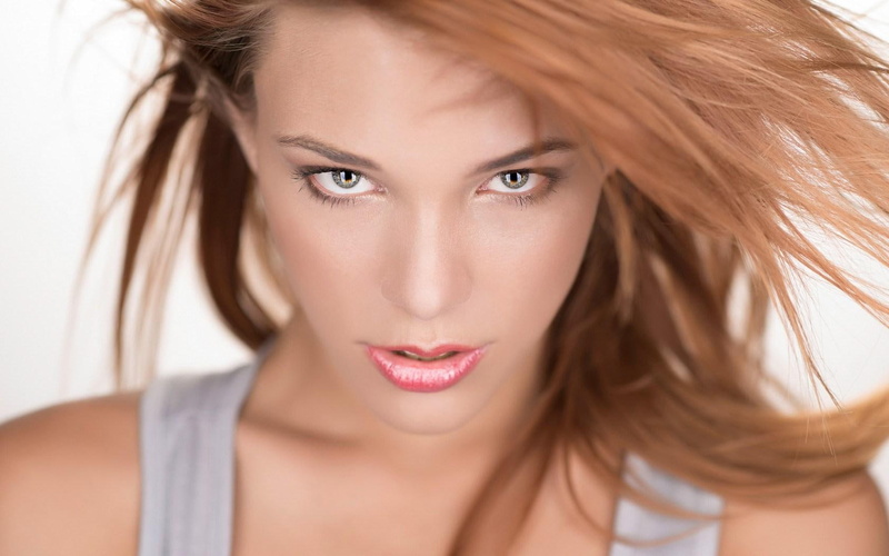 winking, grey, pretty, lips, make--up, black, look, lovely, mascara, s, red, women, lipstick, beauty, sublime, models, tank, winking-look, redheads, top