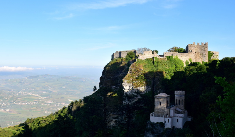 day, building, mountain, ancient civilization, 5K, fortress, fort, defense, building exterior, plant, wide, built structure, sublime, erice, travel destinations