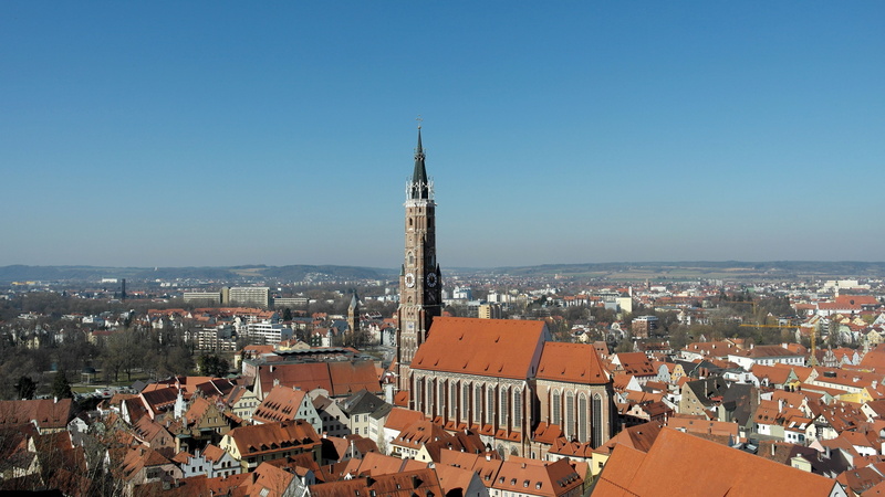 tower, high angle view, townscape, trausnitz castle, middle ages, southern bavaria, sublime, castle, spire, day, city, architecture, old castle, place of worship
