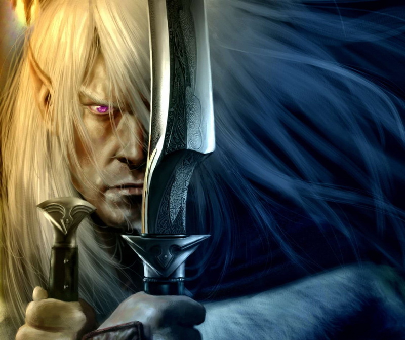 lifestyles, focus, Forgotten Realms, Robert Salvatore, elf, portrait, urden, 1080P, aggression, adult, Drizzt Dourden, hair, art, activity, human hair