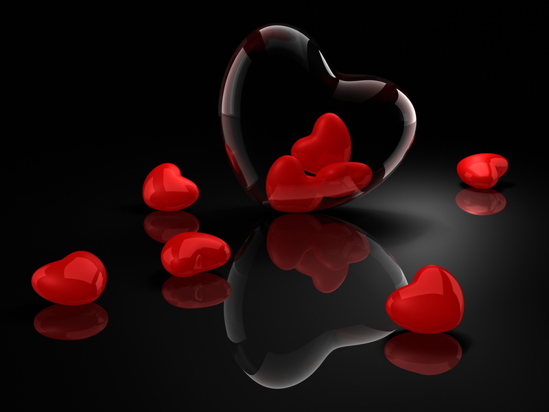 reflection, glass, d, 3d, 4K, heart