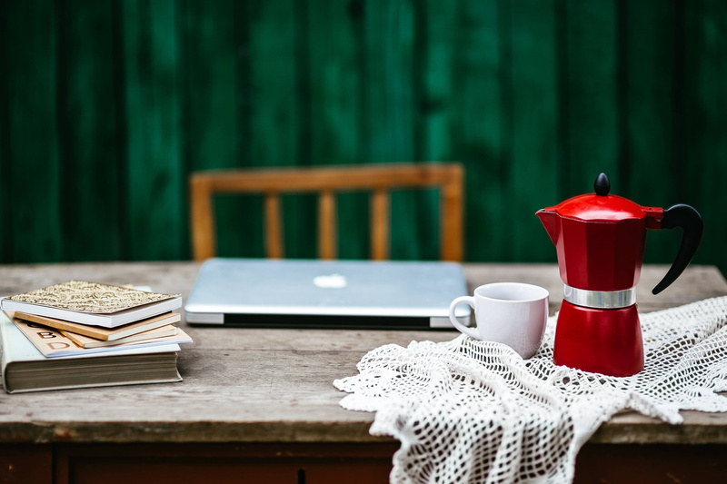 textile, red, coffee cup, wood - Material, Vintage, day, workplace, drink, book, cup, refreshment, old-fashioned, coffee, workspace, publication, computer