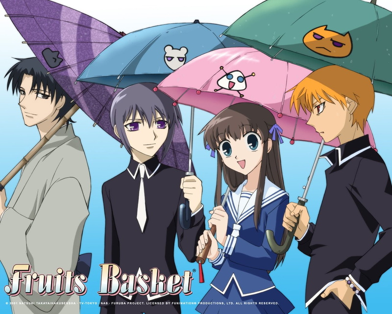 Kyo Sohma, Shigure Sohma, Fruits Basket, 720P, Yuki Sohma, Umbrella, Anime, Tohru Honda