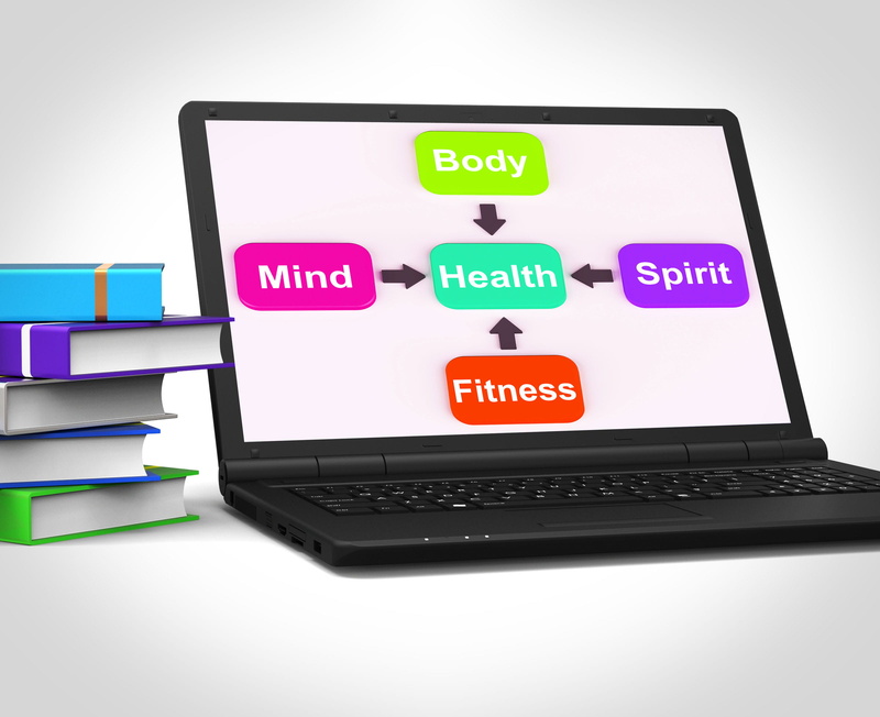 healthy, well-being, fitness, computer equipment, laptop, 1080P, digital tablet, no people, online, white background, constitution, good health, indoors