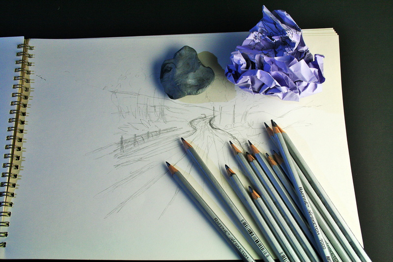 writing instrument, office, drawing - activity, Sketch, high angle view, pen, indoors, drawing, art and craft, craft, business, drawing - art product, large group of objects