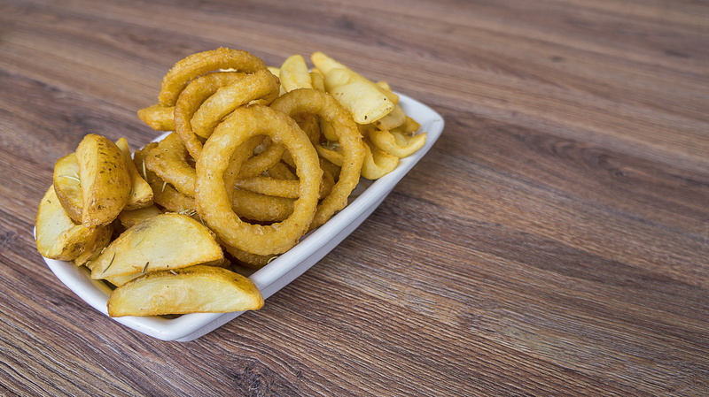 squid, fast food, ready-to-eat, fried, potato chip, freshness, 5K, food and drink, yellow, close-up, high angle view, wood - material, food, snack, french fries
