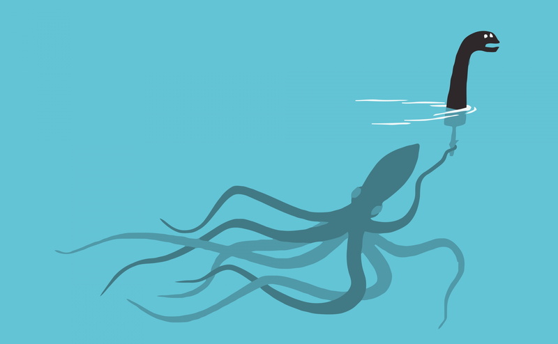 blue, animal wildlife, underwater, 4K, vector art, blue background, one animal, close-up, Funny, nature, loch ness monster, vertebrate, loch ness lake