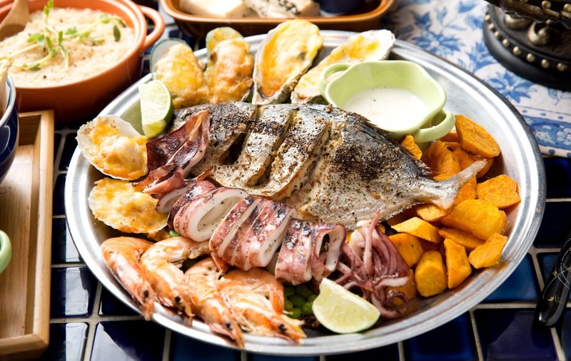 shrimp, fish, sweet potato, mussels, 1080P, squid