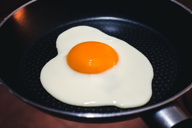kitchen utensil, cooking, frying Pan, healthy eating, cholesterol, cooked, cooking Pan, food And Drink, meal, egg Yolk, indoors, egg white, high angle view